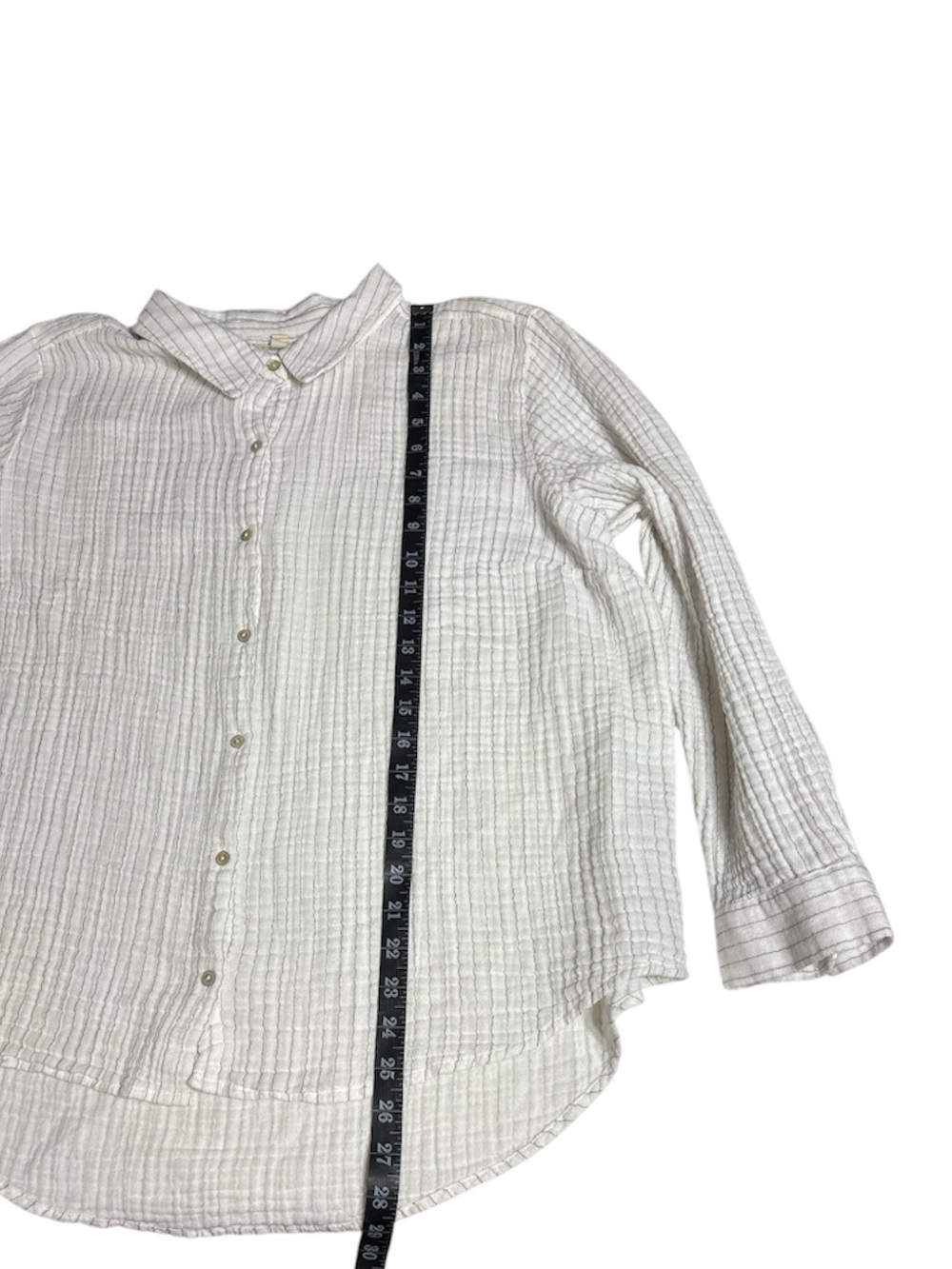 Eileen Fisher Organic Cotton Gauze Striped Shirt white stripe 2X - Picture 11 of 11